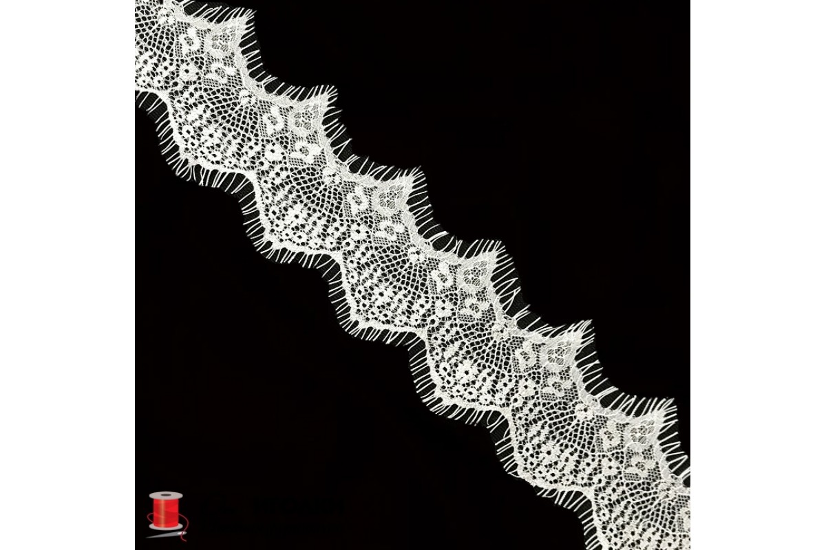 Кружево французское шантильи реснички шир.6 см арт.LT4301-1 цв.белый уп.30 м